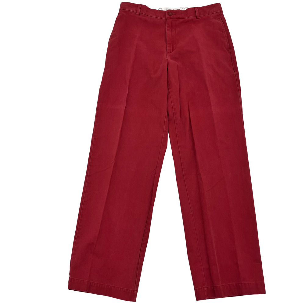 Chaps Mens 34x34β True American Chino Pants Dark Salmon Flat Front Slash Pockets